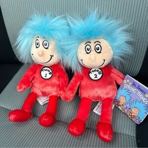 Dr Seuss Thing 1 & 2 Cat In The Hat 10" Plush Stuffed Doll  Manhattan Toy